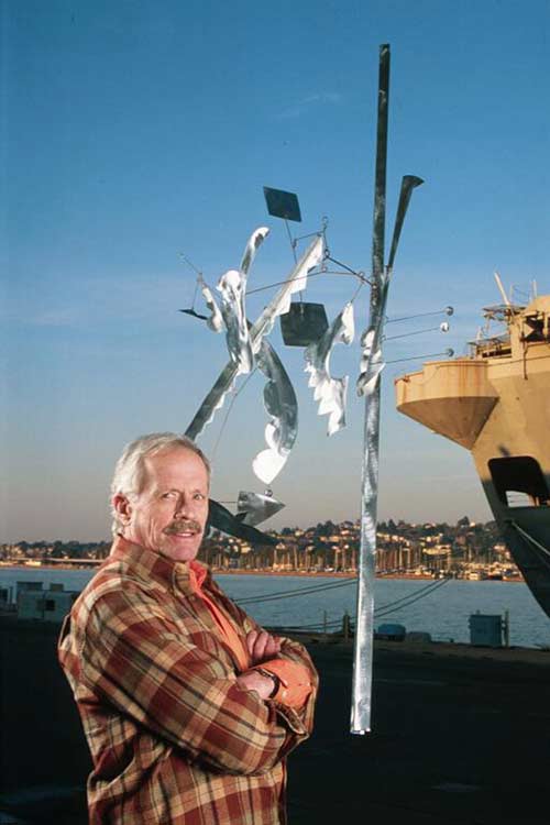 Timothy Rose with his mobile sculpture